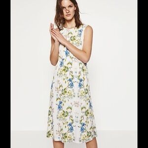 ZARA floral tie back midi dress
